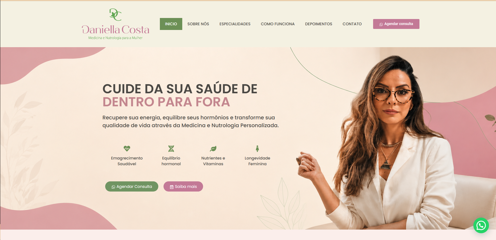 Site institucional da Dra. Daniella Costa